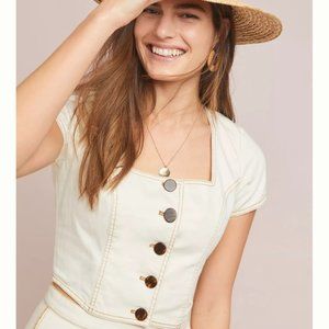NWT Anthropologie Maeve Parkland  Cream Denim Crop Top